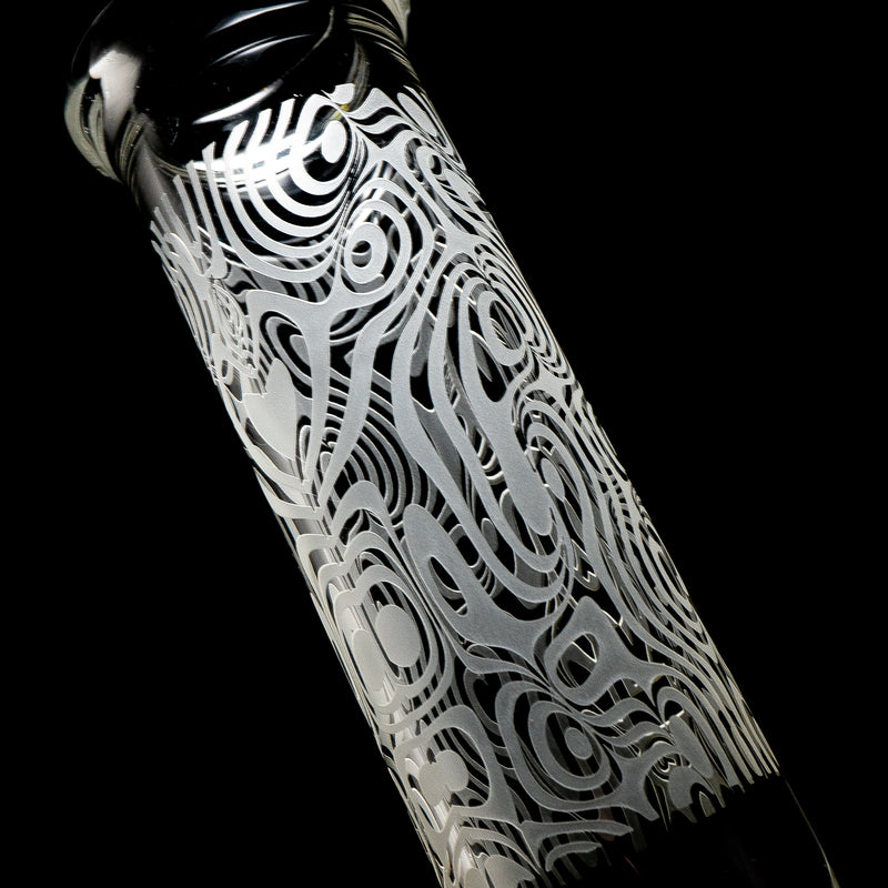 ROOR.US - 12" Custom Sandblasted Beaker w/ Color Pinch - 50x5 - Thumb Print - The Cave