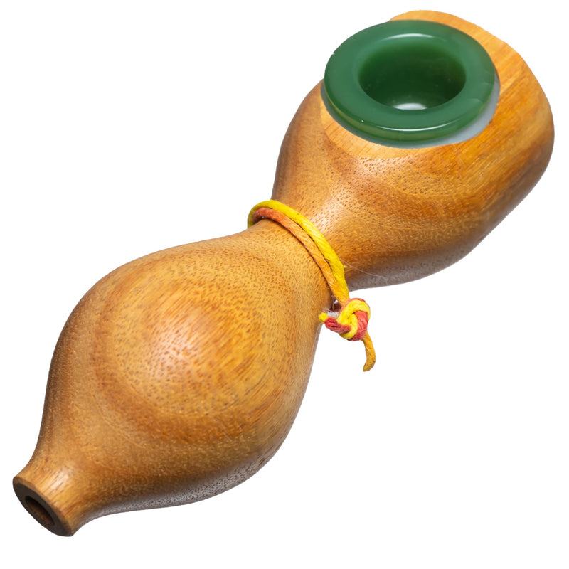 Steve's Dank Pipes - Small Pipe - Australian Canarywood - Milky Green Bowl - The Cave