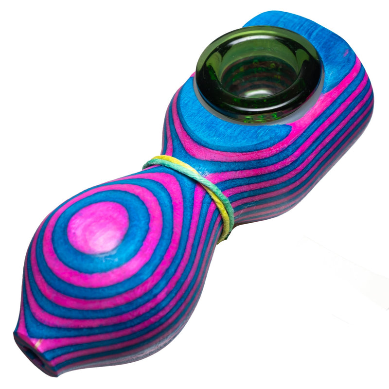 Steve's Dank Pipes - Small Pipe - Maine Spectra-Birch - Pink & Blue - Green Bowl