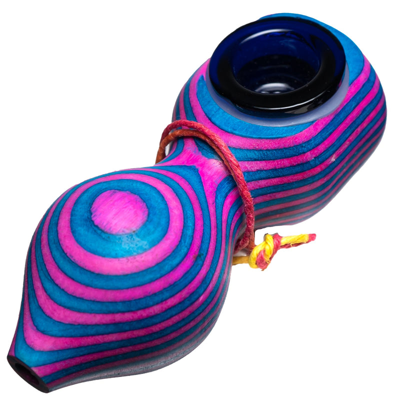 Steve's Dank Pipes - Small Pipe - Maine Spectra-Birch - Pink & Blue - Blue Bowl - The Cave