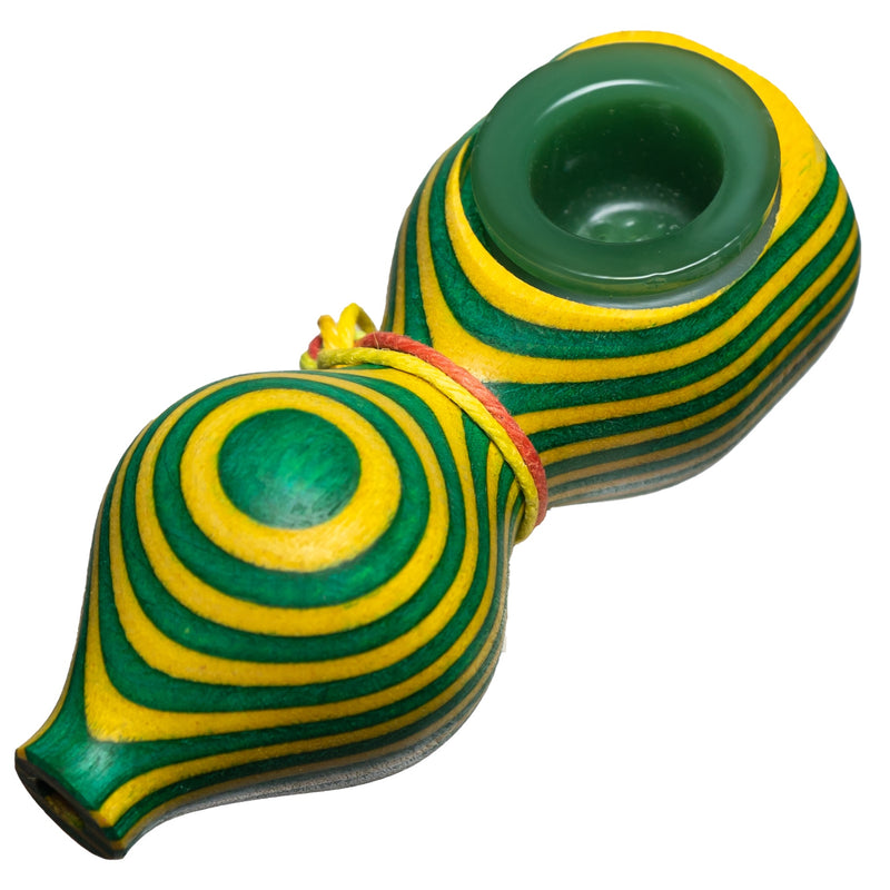 Steve's Dank Pipes - Small Pipe - Maine Spectra-Birch - Green & Yellow - Green Bowl - The Cave
