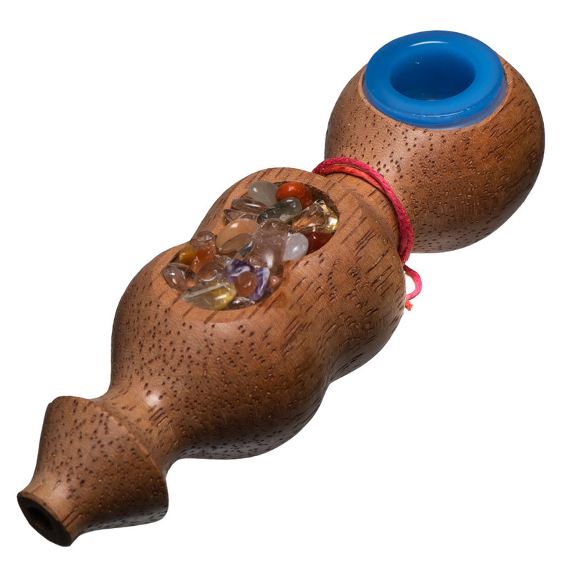 Steve's Dank Pipes - Inlay - Stones - South American Tornillo - Milky Blue Bowl - The Cave