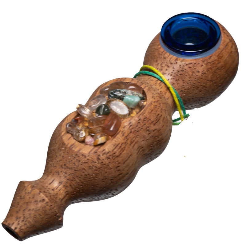 Steve's Dank Pipes - Inlay - Stones - South American Tornillo - Blue Bowl - The Cave