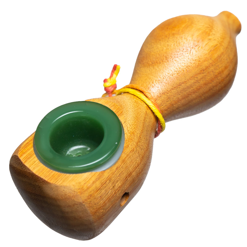 Steve's Dank Pipes - Small Pipe - Australian Canarywood - Milky Green Bowl - The Cave