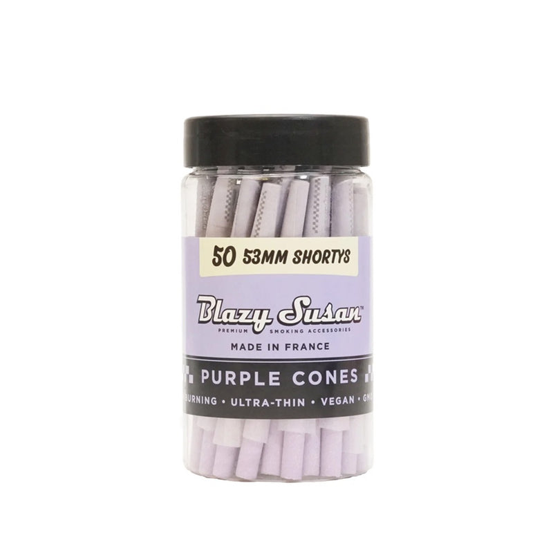 Blazy Susan - 53mm Shortys Pre Rolled Purple Cones - 50 Cones - The Cave