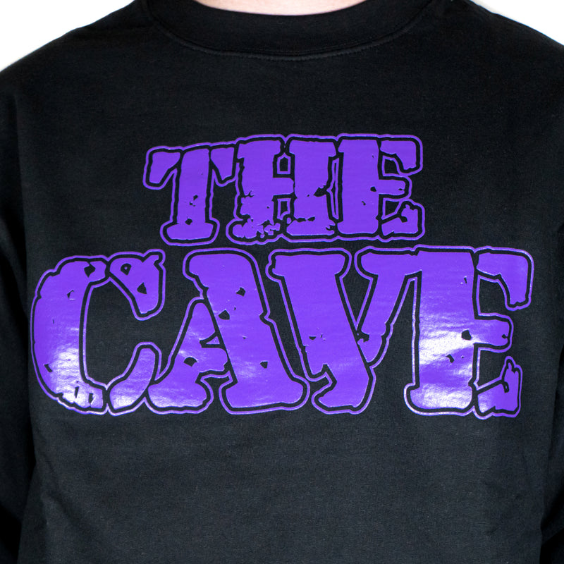 The Cave - Crew Neck Sweatshirt - Classic Logo - Black & Purple - Large - The Cave