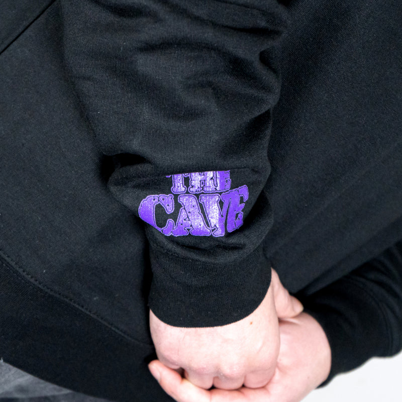 The Cave - Crew Neck Sweatshirt - Classic Logo - Black & Purple - Medium - The Cave