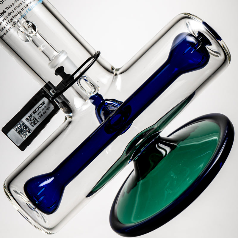ROOR.US - 21" Inline Tube - 10 Arm Tree Perc - Blue & Green - White Label - The Cave