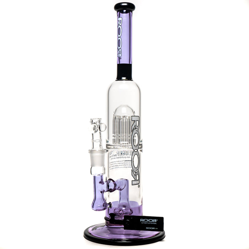 ROOR.US - Fixed Double Chamber Bubbler - 10 Arm Tree - Purple & Black - The Cave