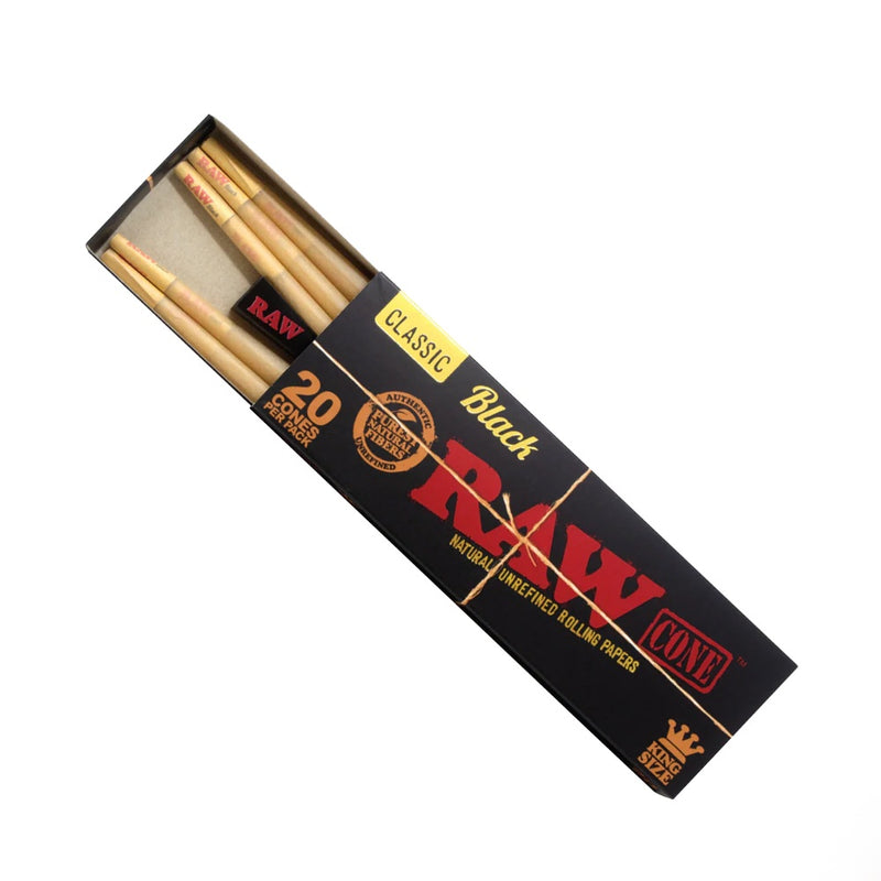 RAW - King Size Black - 20 Cones - Single Pack - The Cave