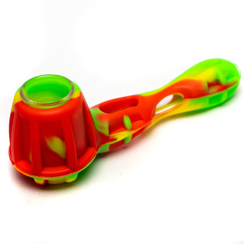 Shooters - 4" Silicone & Glass Martini Hand Pipe - Rasta - The Cave