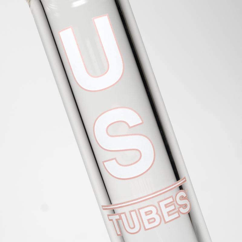 US Tubes - 13" Beaker 50x7 - White & Pink Vertical Label w/ Pink Slide - The Cave