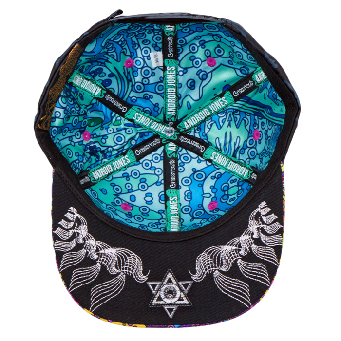 Grassroots - Android Jones Kilgore Trout Coral Black Snapback Hat - Large/XL - The Cave