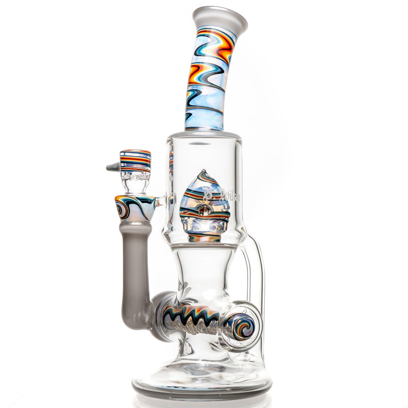 Ben Wilson - Hollow Foot Inline Recycler w/ Triple Donut Perc - P. Grey & Opaline w/ F.I. Linework - The Cave