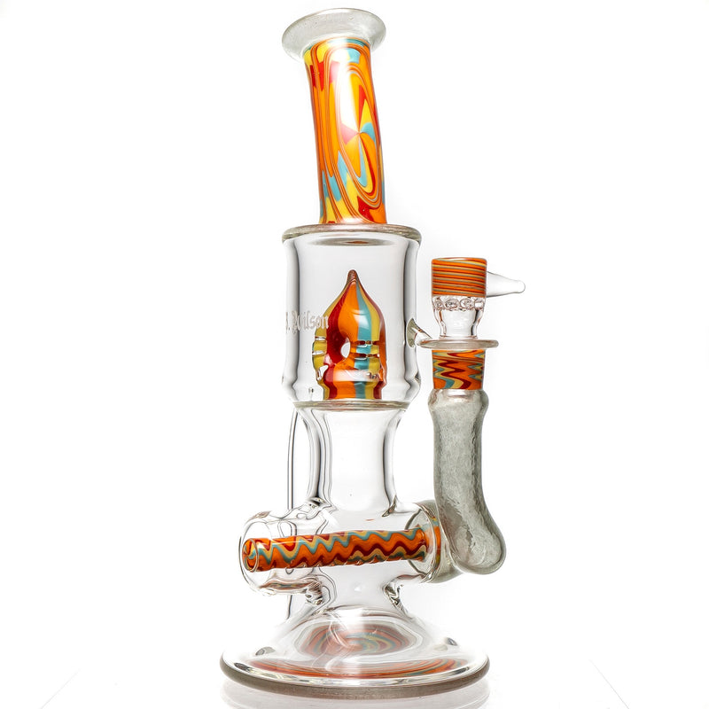 Ben Wilson - Hollow Foot Inline Recycler w/ Triple Donut Perc - Satin w/ Multicolor Linework - The Cave