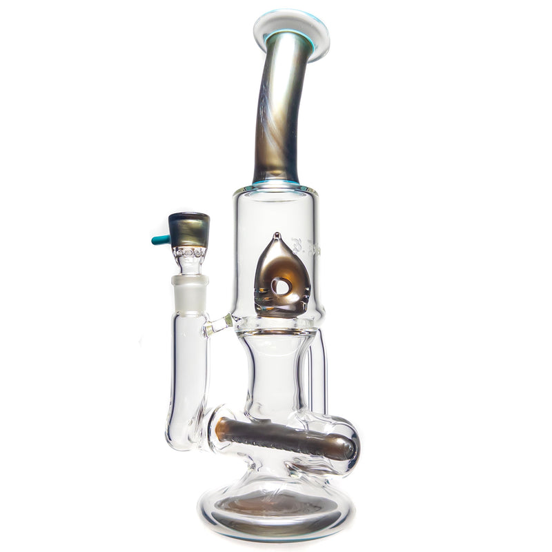 Ben Wilson - Hollow Foot Inline Recycler w/ Triple Donut Perc - Electrum w/ Agua Azul - The Cave