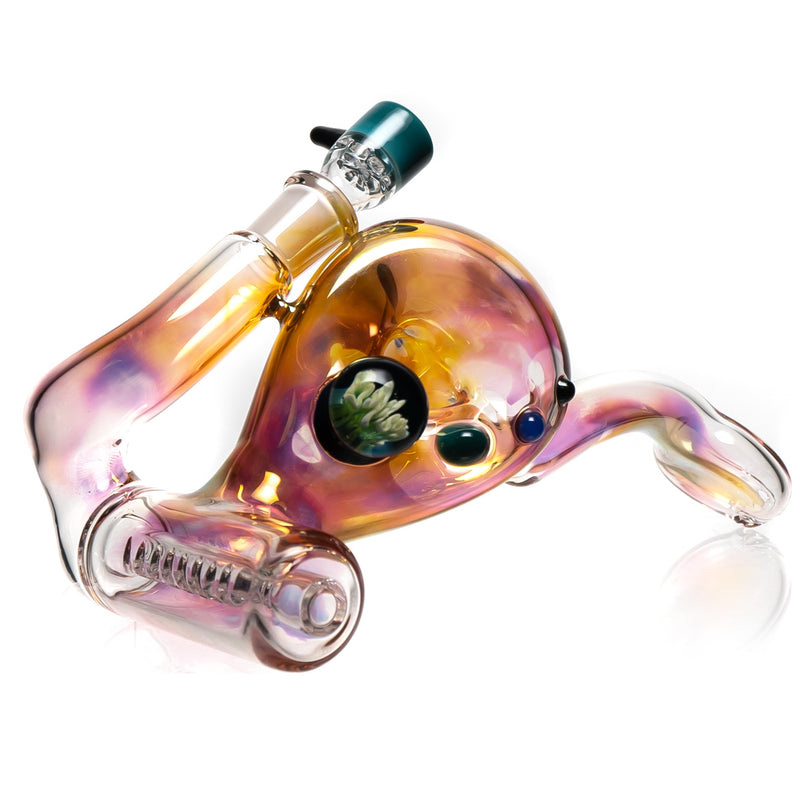 Ben Wilson - Triple Donut Inline Bubbler - Laydown - Fume w/ Color Accents - The Cave