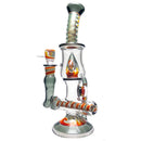 Ben Wilson - Hollow Foot Inline Recycler w/ Triple Donut Perc - Fire & White Dichro Linework - The Cave