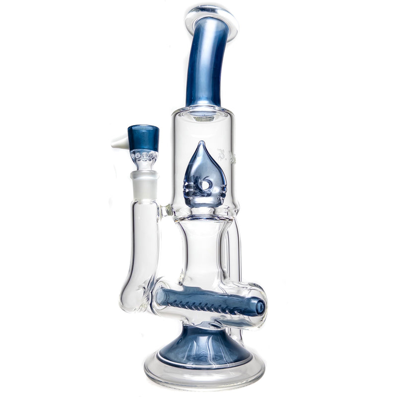 Ben Wilson - Hollow Foot Inline Recycler w/ Triple Donut Perc - Dark Blue Satin w/ White - The Cave