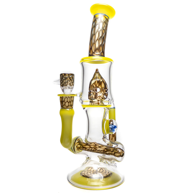 Ben Wilson - Hollow Foot Inline Recycler w/ Triple Donut Perc - Canary & Electrum Honeycomb - The Cave
