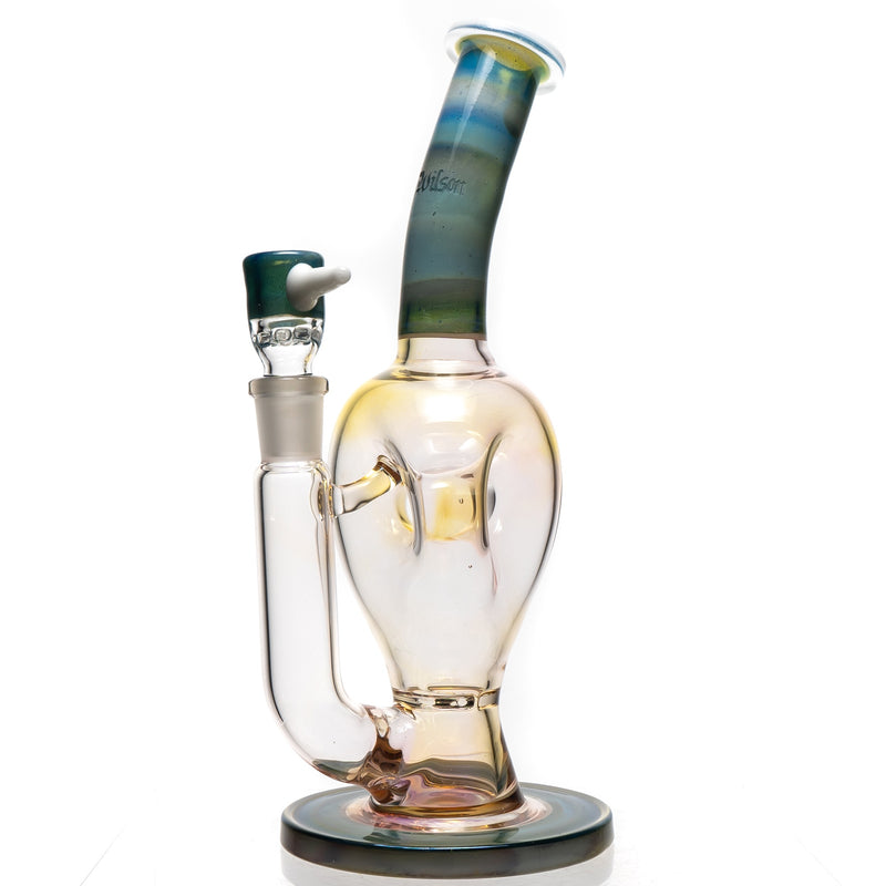 Ben Wilson - Triple Donut Bubbler - Fume w/ Striking Blue & White - The Cave