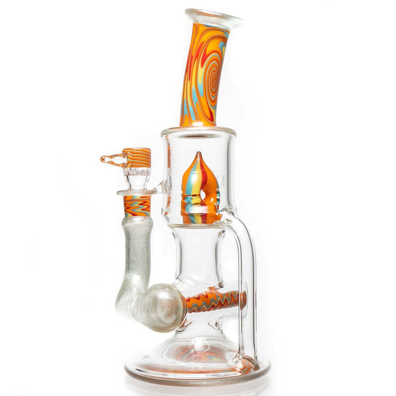 Ben Wilson - Hollow Foot Inline Recycler w/ Triple Donut Perc - Satin w/ Multicolor Linework - The Cave