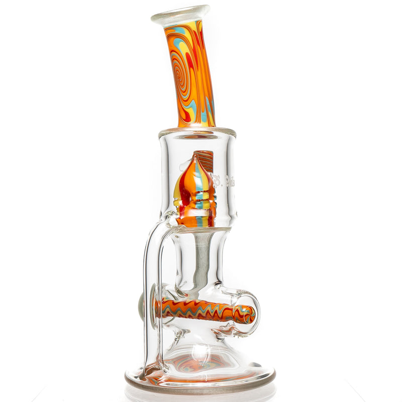 Ben Wilson - Hollow Foot Inline Recycler w/ Triple Donut Perc - Satin w/ Multicolor Linework - The Cave