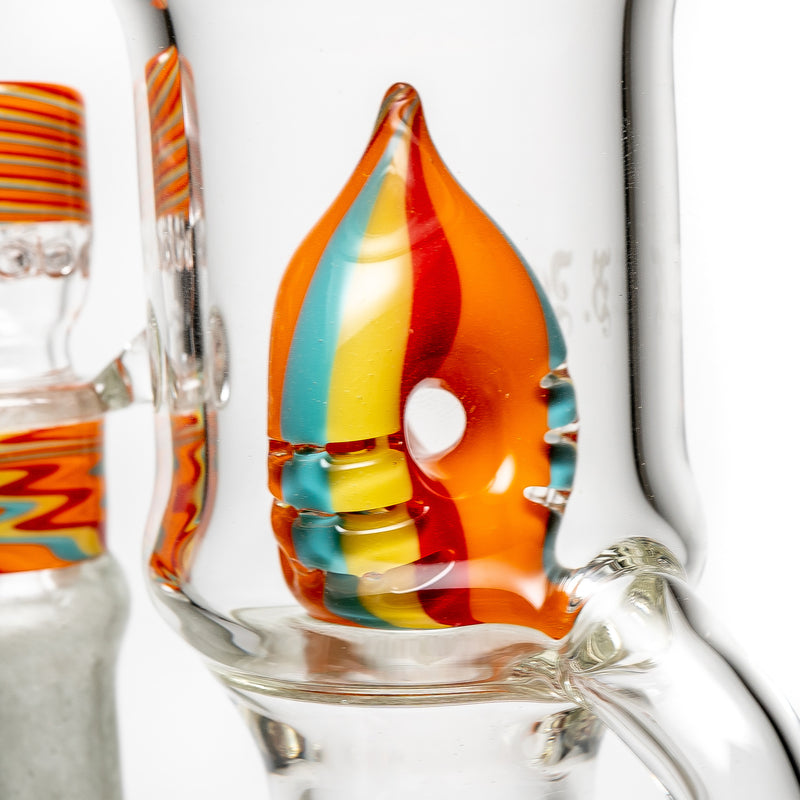 Ben Wilson - Hollow Foot Inline Recycler w/ Triple Donut Perc - Satin w/ Multicolor Linework - The Cave