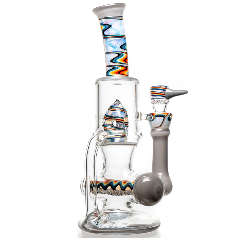 Ben Wilson - Hollow Foot Inline Recycler w/ Triple Donut Perc - P. Grey & Opaline w/ F.I. Linework - The Cave