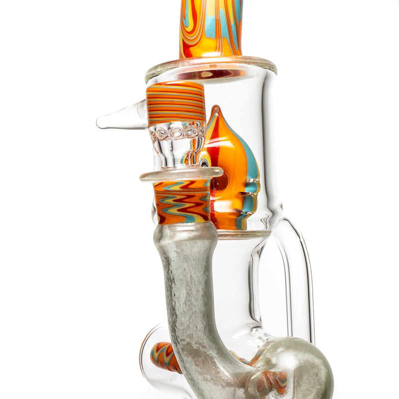 Ben Wilson - Hollow Foot Inline Recycler w/ Triple Donut Perc - Satin w/ Multicolor Linework - The Cave