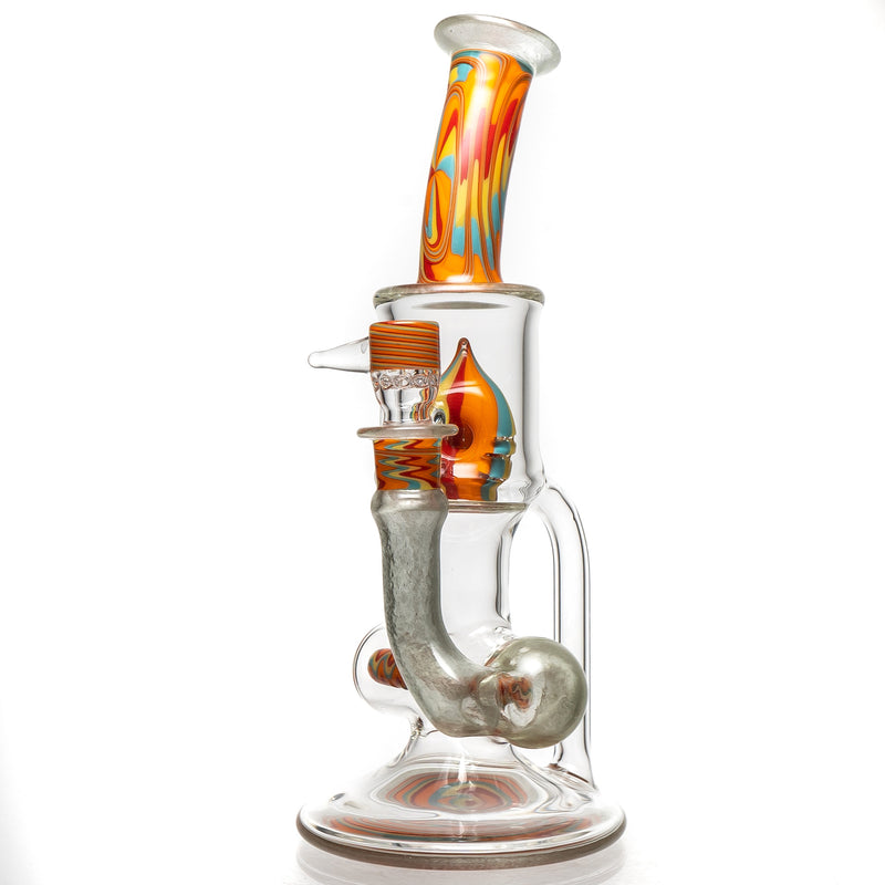 Ben Wilson - Hollow Foot Inline Recycler w/ Triple Donut Perc - Satin w/ Multicolor Linework - The Cave