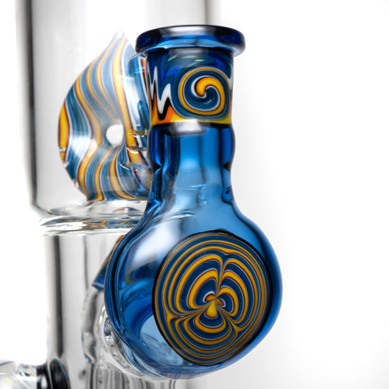 Ben Wilson x Lurch - Worked Triple Donut Perc Recycler Tube - Cobalt w/Fire & Water Linework - The Cave