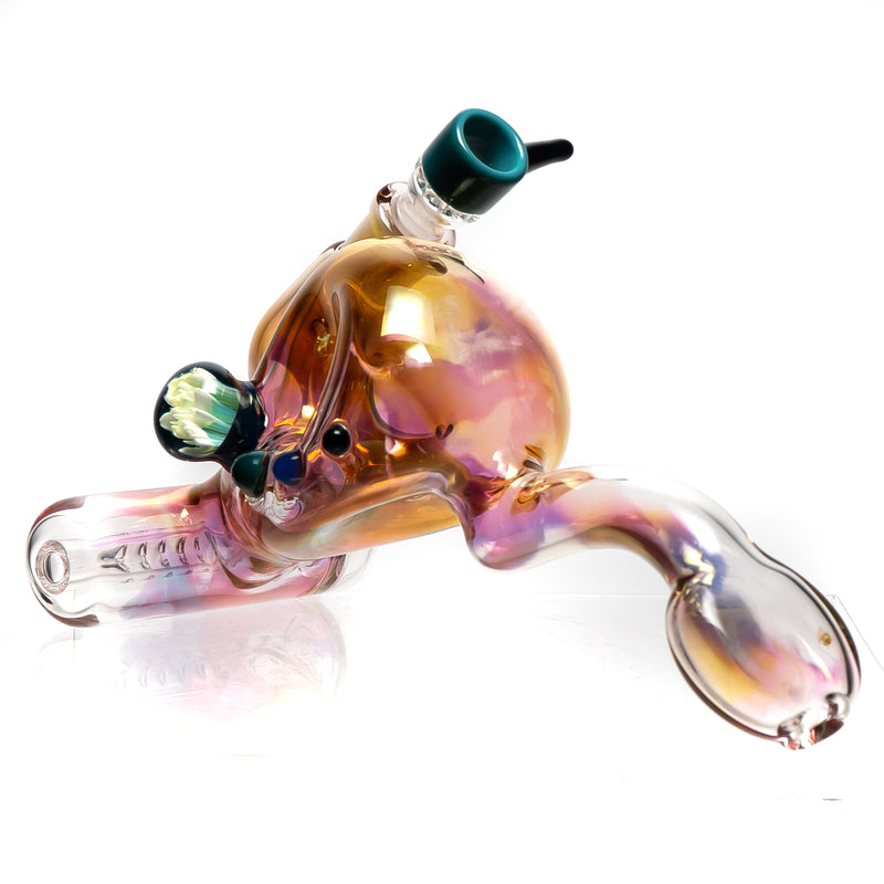 Ben Wilson - Triple Donut Inline Bubbler - Laydown - Fume w/ Color Accents - The Cave