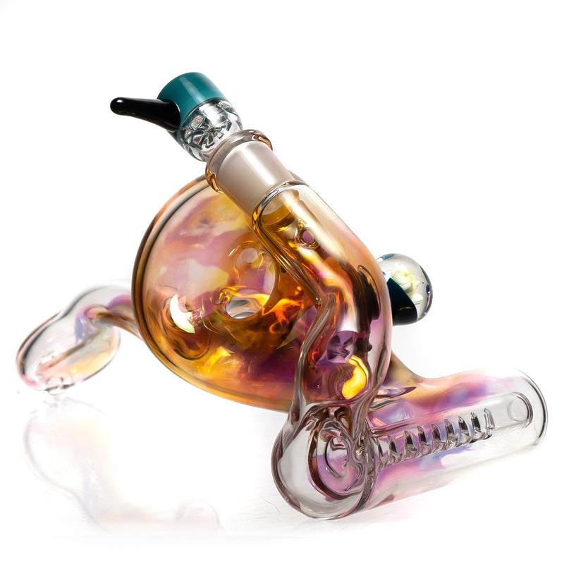 Ben Wilson - Triple Donut Inline Bubbler - Laydown - Fume w/ Color Accents - The Cave