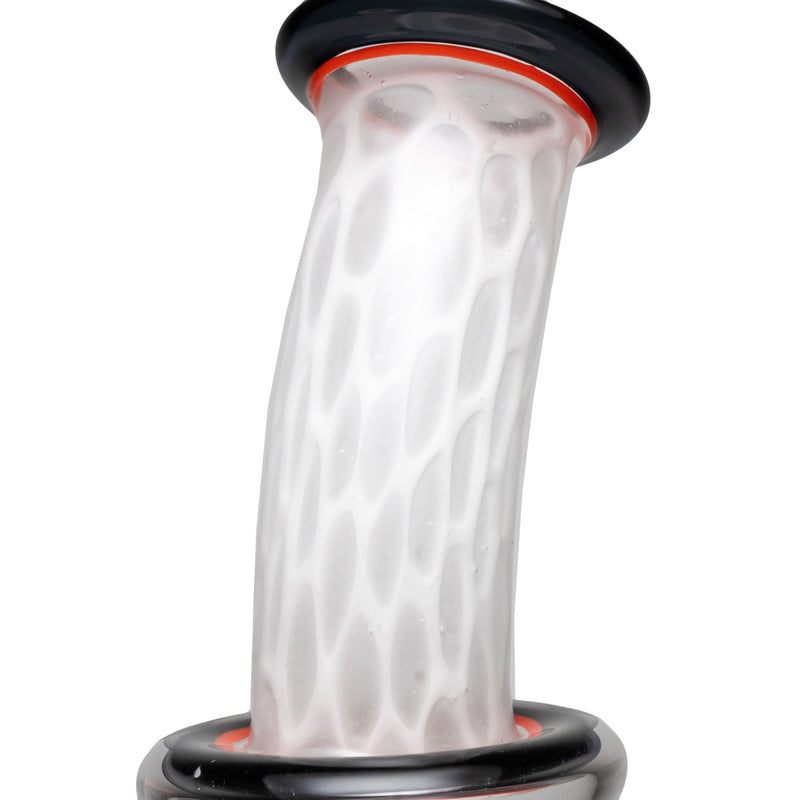 Ben Wilson - Hollow Foot Inline Recycler w/ Triple Donut Perc - White Honeycomb w/ Black & Orange - The Cave