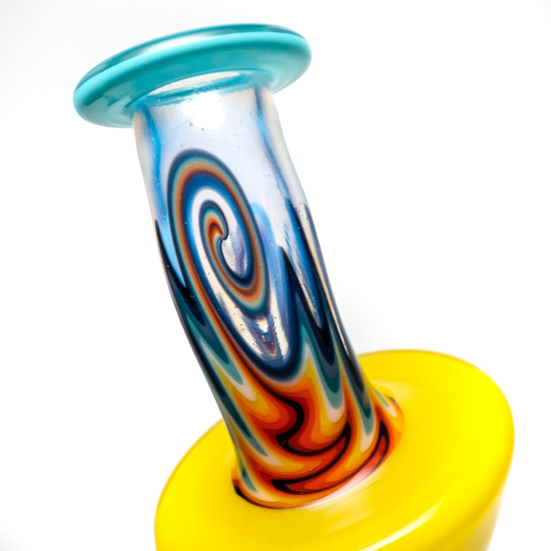 Ben Wilson - Triple Donut Inline Recycler Puffco Peak Top - Multi Color w/ Linework - The Cave