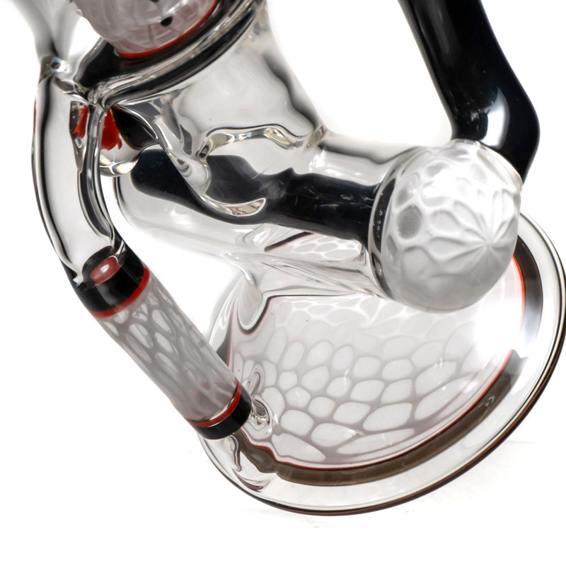 Ben Wilson - Hollow Foot Inline Recycler w/ Triple Donut Perc - White Honeycomb w/ Black & Orange - The Cave