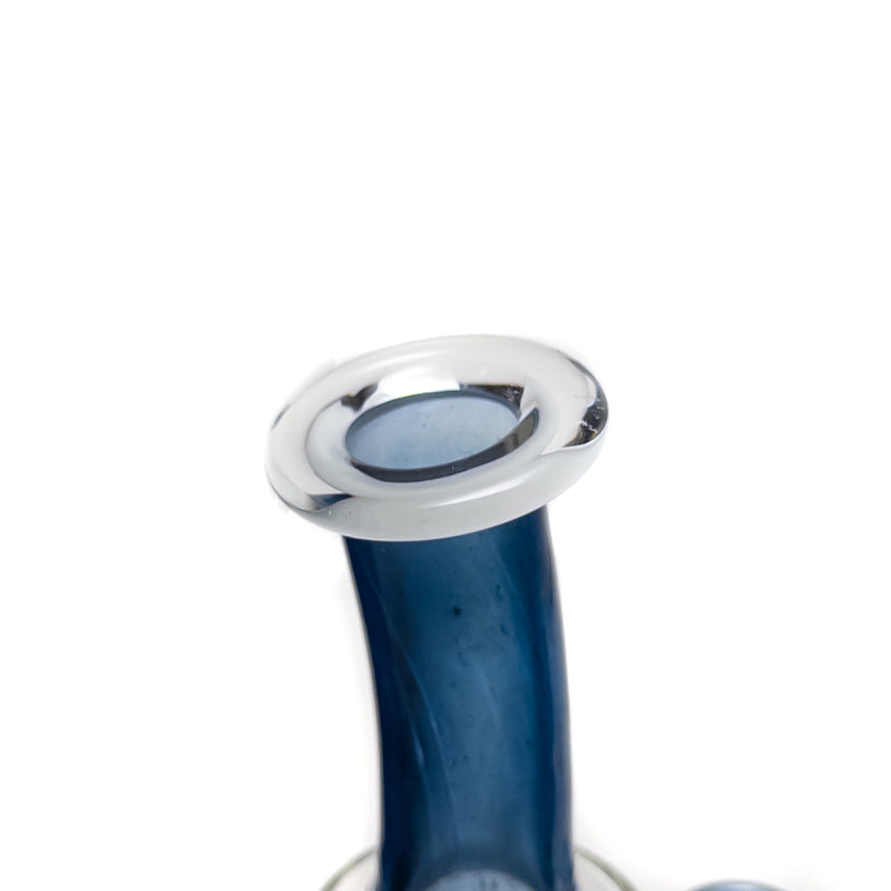 Ben Wilson - Hollow Foot Inline Recycler w/ Triple Donut Perc - Dark Blue Satin w/ White - The Cave