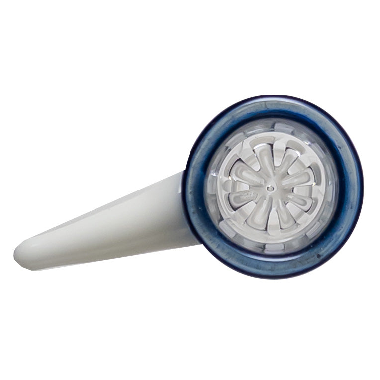 Ben Wilson - Hollow Foot Inline Recycler w/ Triple Donut Perc - Dark Blue Satin w/ White - The Cave