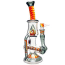 Ben Wilson - Hollow Foot Inline Recycler w/ Triple Donut Perc - Fire & White Dichro Linework - The Cave