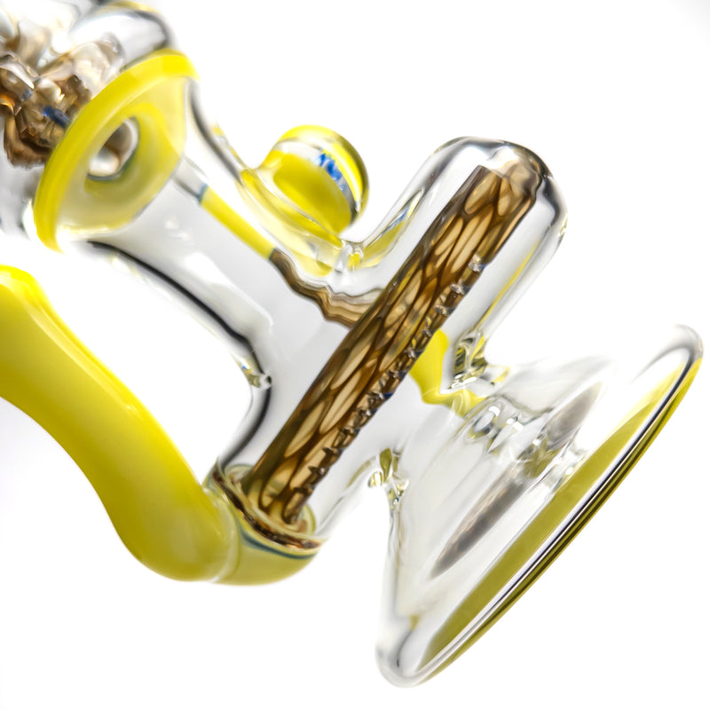 Ben Wilson - Hollow Foot Inline Recycler w/ Triple Donut Perc - Canary & Electrum Honeycomb - The Cave