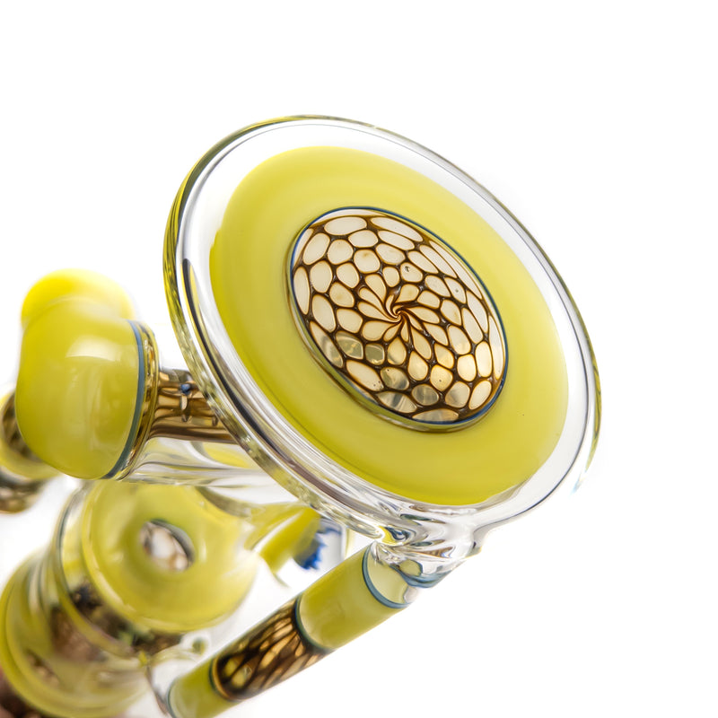 Ben Wilson - Hollow Foot Inline Recycler w/ Triple Donut Perc - Canary & Electrum Honeycomb - The Cave