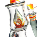 Ben Wilson - Hollow Foot Inline Recycler w/ Triple Donut Perc - Fire & White Dichro Linework - The Cave