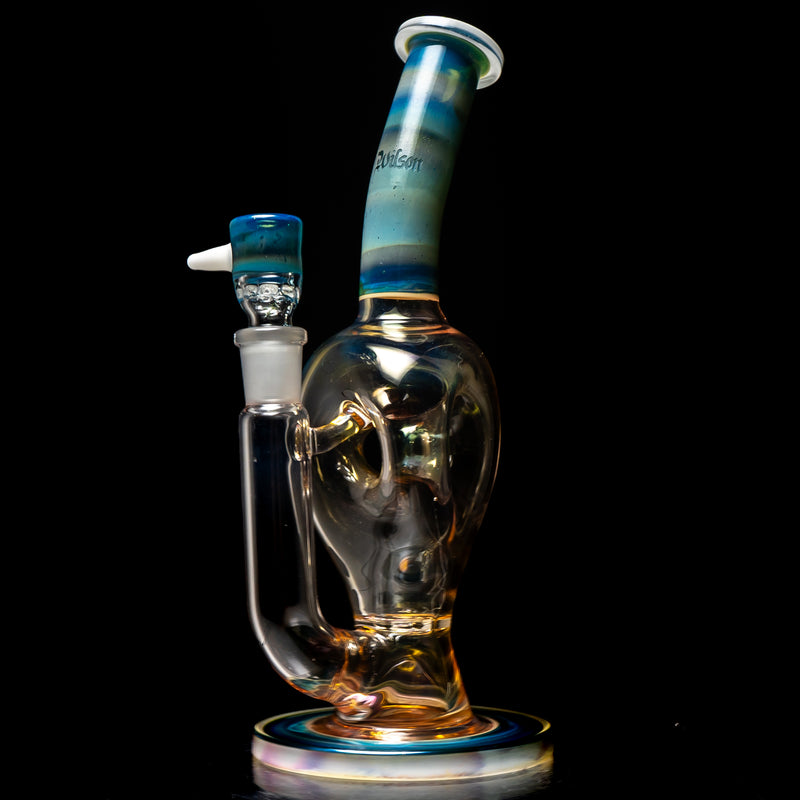 Ben Wilson - Triple Donut Bubbler - Fume w/ Striking Blue & White - The Cave