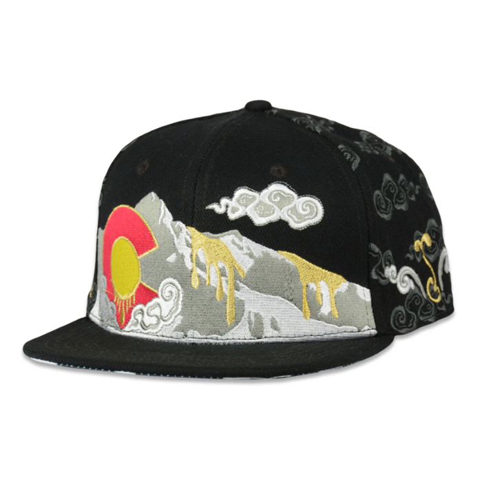 Grassroots - Dabroots Clouds Allover Black Snapback Hat - Large/XL - The Cave