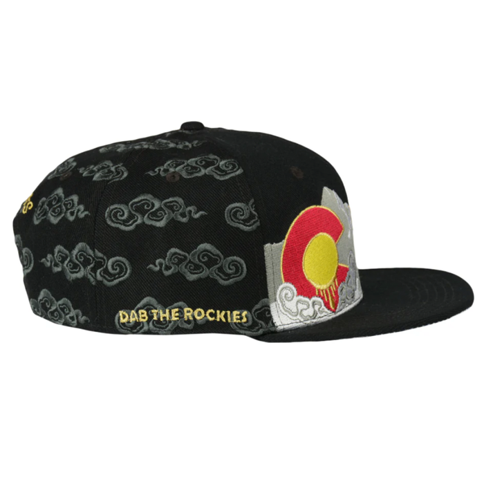 Grassroots - Dabroots Clouds Allover Black Snapback Hat - Large/XL - The Cave