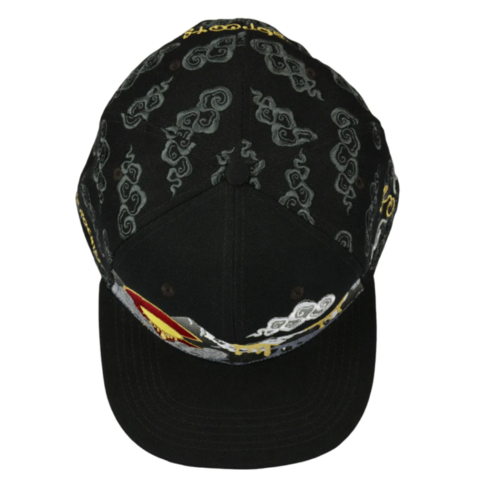 Grassroots - Dabroots Clouds Allover Black Snapback Hat - Large/XL - The Cave