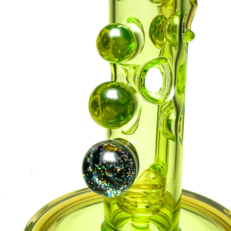 Davin Titland - Mini Straight Tube - 3 Seal Network w/ Dimples - Trans. Green & UV Citrine - The Cave