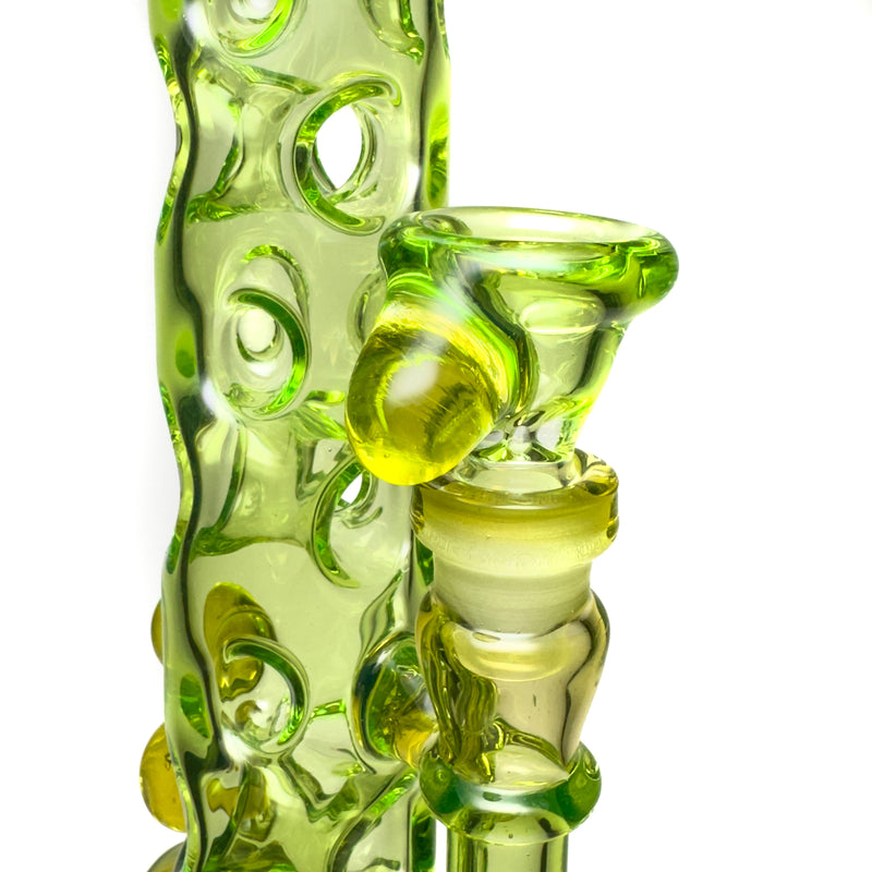 Davin Titland - Mini Straight Tube - 3 Seal Network w/ Dimples - Trans. Green & UV Citrine - The Cave