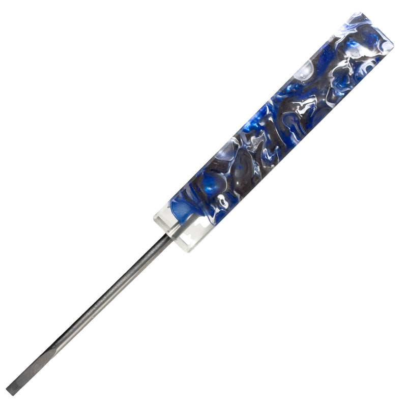 DunkinDabber - Flat Head Dabber - Blue & Grey Pourcasso Resin - 5 5/8" - The Cave